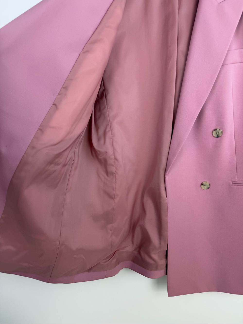 BOSS Hugo Boss Jericoa Stretch Wool Double-Breasted Blazer in Petal Pink US Sz 6 - Picture 7 of 10